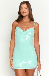 Honey Aqua Sequin Mini Dress